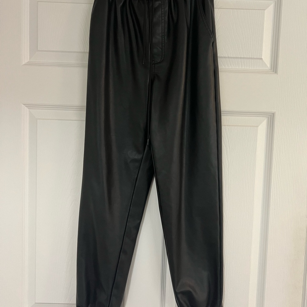 Abercrombie and Fitch faux leather Black Jogger Pants